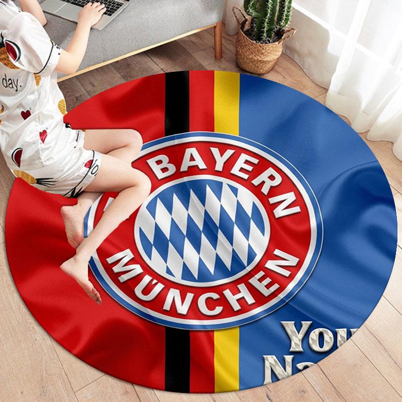 FC Bayern Munchen Custom Name Round Area Rug,Carpet Rug for Living Room Bedroom Sofa Playroom Decor,Non-slip Floor Mat