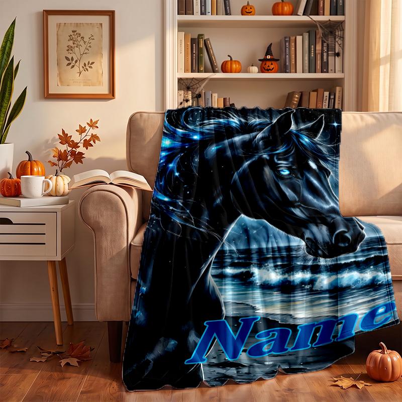 vivid horse Custom Flannel Blankets Soft Warm Cozy Throws for Home Decor Holiday Gifts