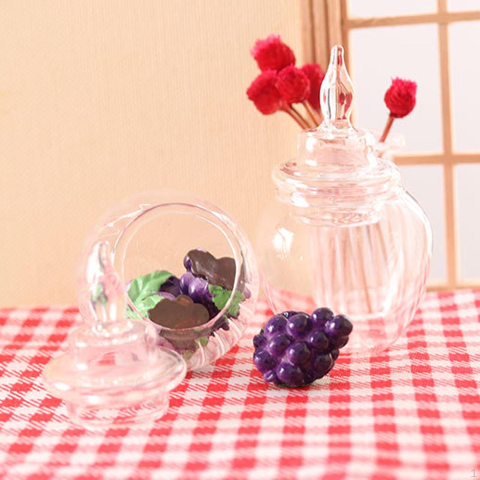 

1:12 Dollhouse Kitchen Accessories, Glass Candy Fruit Jar DIY Accs, Mini Snack Model Style B