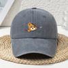 Cartoon-Reißverschluss-Bärenprint-Baseballkappe, vielseitig für Frühling und Sommer, Retro-Weichkopf, verwaschene Dad-Cap mit Used-Look