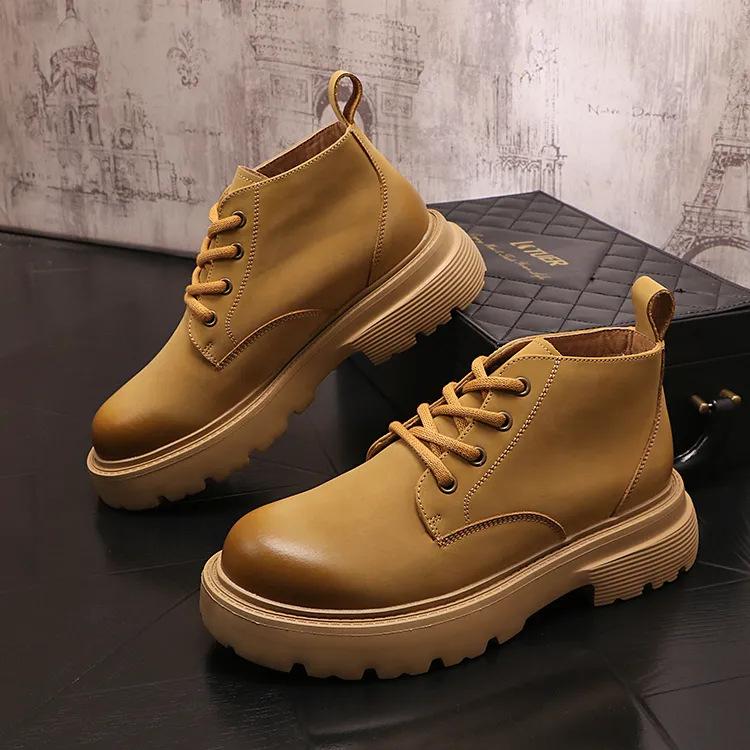 

Short boots men s autumn and winter retro British style Martin boots lace-up versatile men s boots short casual youth thick-soled trendy boots 38