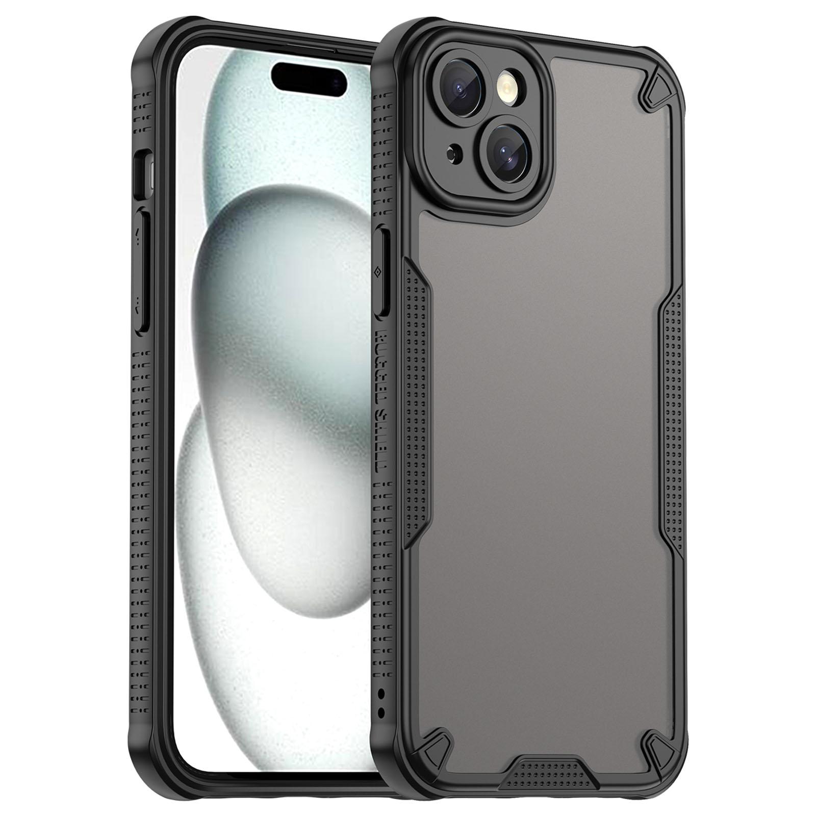 

Armor Series For iPhone 15 Plus Case PC+TPU Semi-Transparent Frosted Finish Protective Phone Cover Black