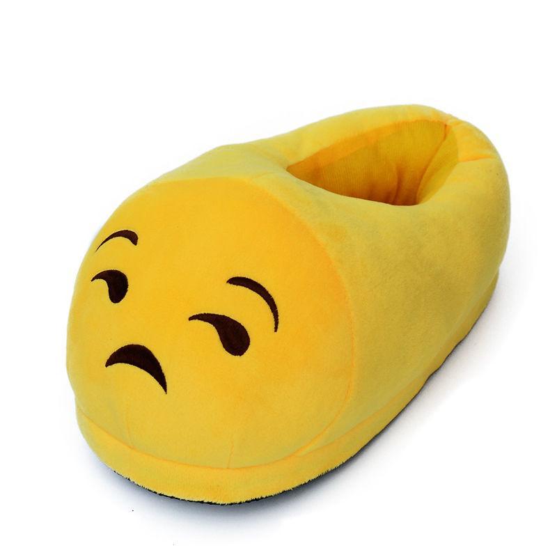 Emoji Plush Slippers With Nonslip Rubber Sole For Home Comfort And Relaxation