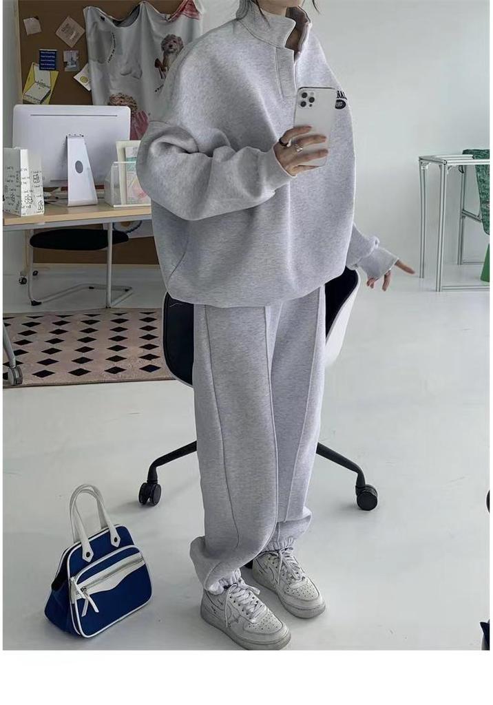 Conjunto de Sudadera Holgada y Pantalones de Chándal para Mujer Estilo Callejero Otoño/Invierno 2025