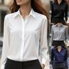 Damen Langarmshirt 10 Farben Revers Satin Knopf Strickjacke Büro Pendeln Elegant Einfaches Oberteil Basic Blusen