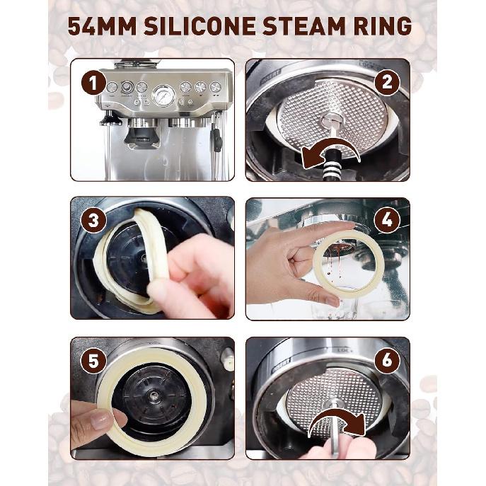 54mm Silicone Steam Ring, 2PCS Grouphead Gasket Replacement Accessories, No BPA Silicone Gasket Seal, for Breville Espresso Machine