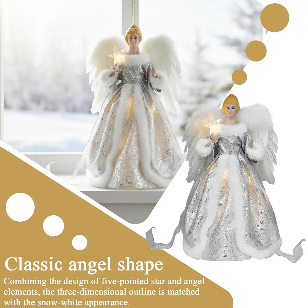 Christmas Tree Toppers Christmas Angel Pendants With Light Lighted White Tree Topper Decoration For Holiday Living Room Outdoor
