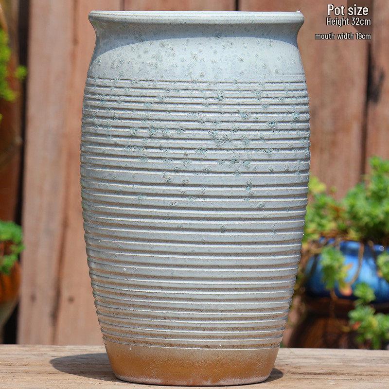 Retro Ceramic Wide Mouth Flower Pot - Tree Trunk Design for Succulents, Bougainvillea, Hydrangea, Roses  