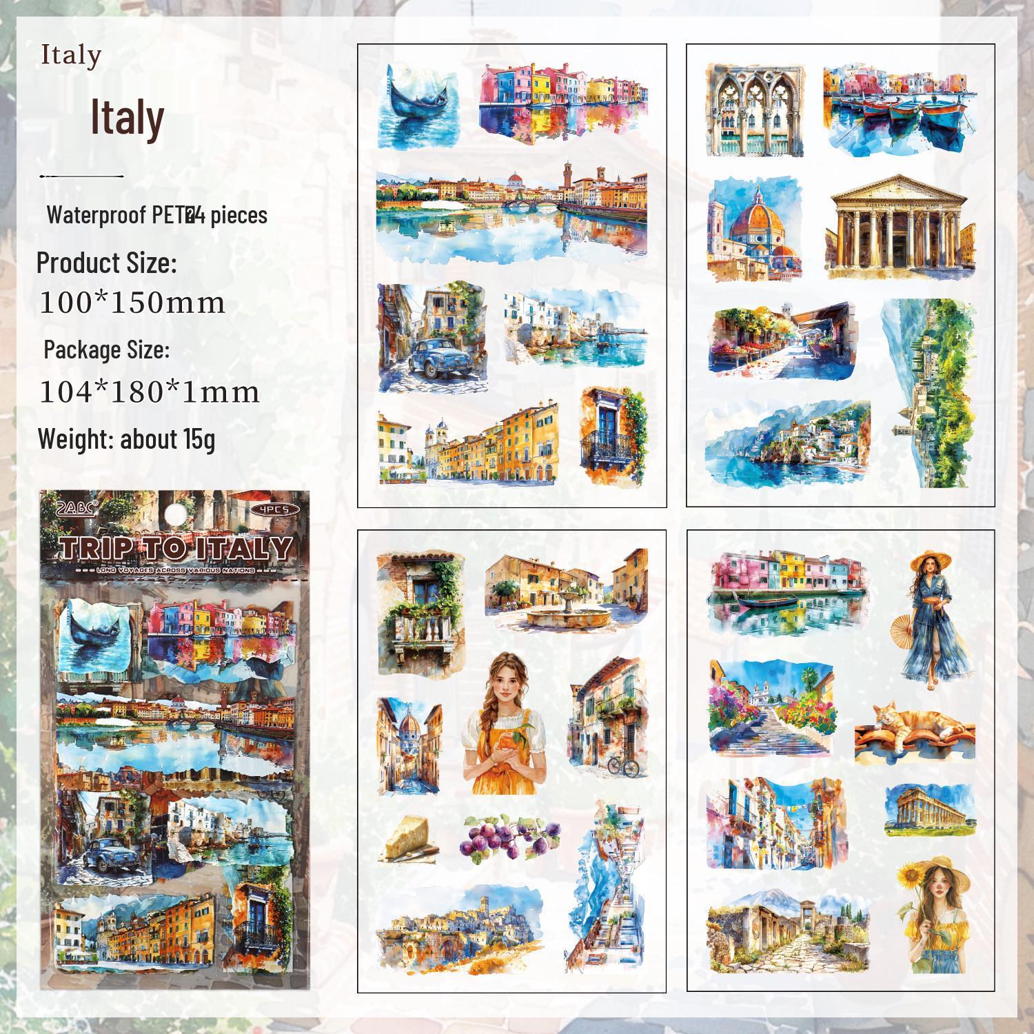 ZABC Crossing the Sea Series: European Scenery Flat Stickers - 12 Character Themes