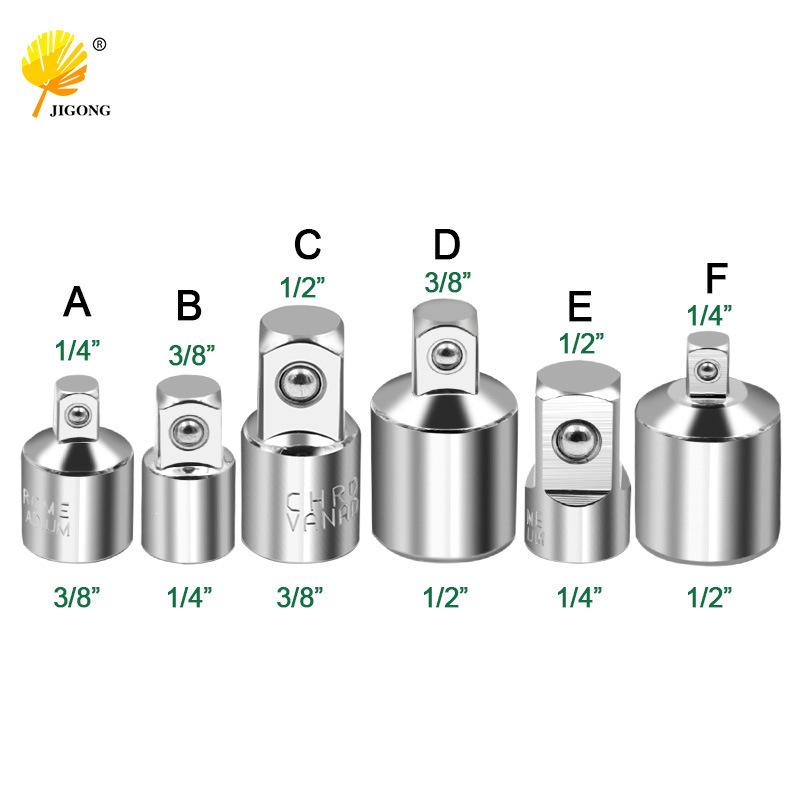 CR-V Chrome Vanadium Steel Ratchet Wrench Socket Adapter: 1/2" to 3/8" to 1/4" Fly