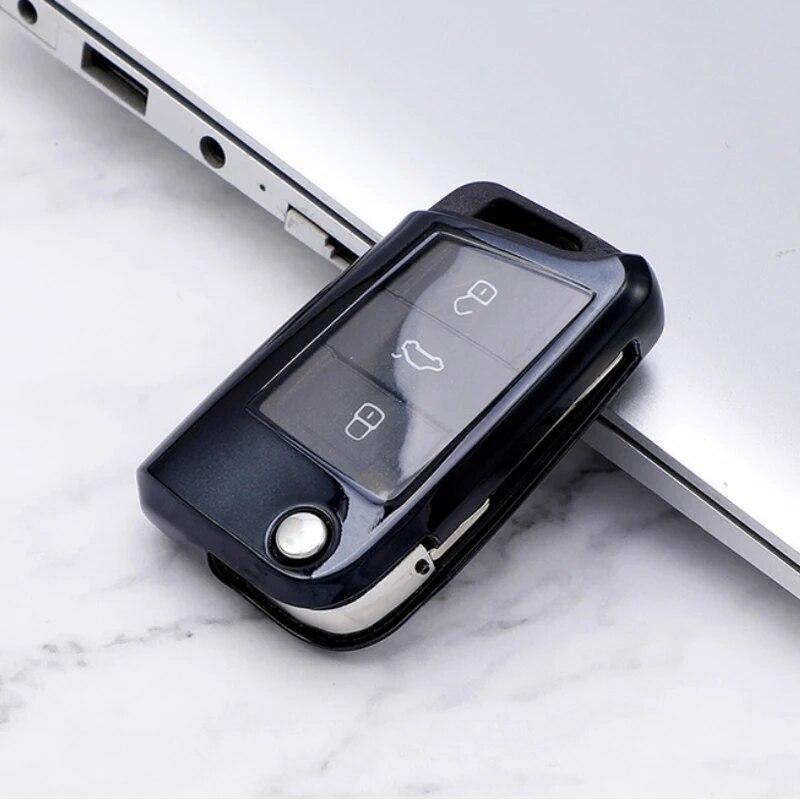 Soft TPU Car Key Case Cover Shell for Volkswagen VW Golf 7 MK7 Tiguan Passat for Skoda Octavia Kodiaq Karoq Key Protector