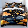 Starry Night Cloud Decor Set Bedding Set with 1 Duvet Cover 2 Pillowcases Single Double King Queen, Gift