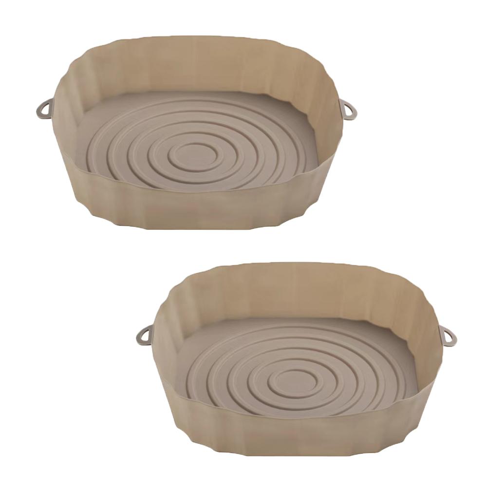 

4 шт., силиконовая корзина для фритюрницы, форма для духовки, противень для выпечки, корзина для пиццы, жареной курицы, многоразовые аксессуары для вкладышей в сковороду 2pcs коричневый