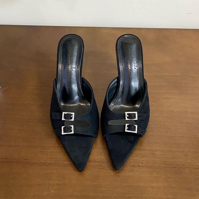 

Fashion Party Ladies Pumps Heels Slides Shoes Spring Summer Female Slip On Footwear Shallow Fashion Pointed Toe Women High Heels Shoes 35 чёрный