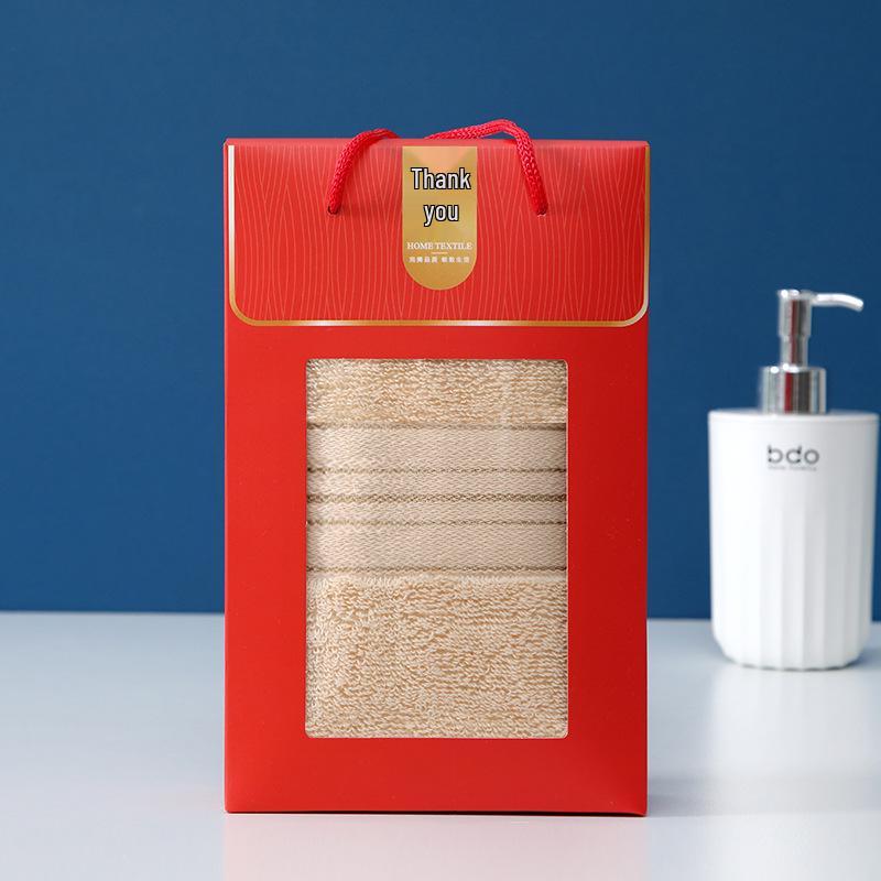 Gold Thread Thick Combed Cotton Towel Gift Set - 32-Strand Absorbent Face Towels
