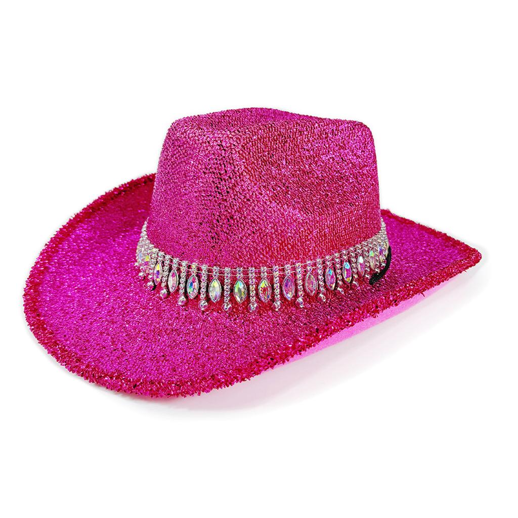 Mit Juwelen besetzte Cowboyhüte Schwerer Kristall Panama Hut Überraschungsgeschenk für Mädchen Jungen Brauthut für Karneval Musikfestival