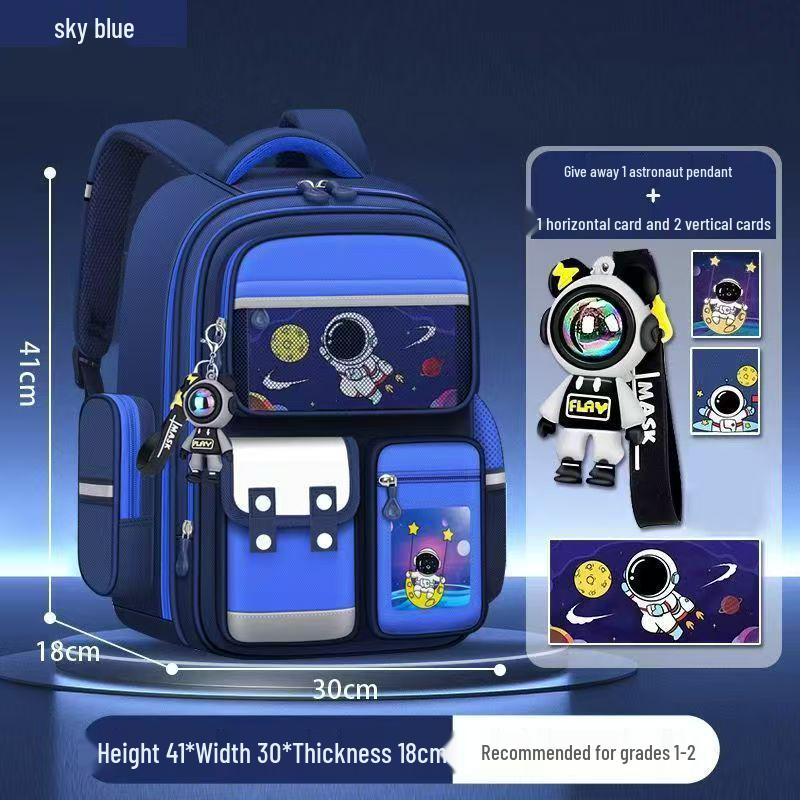 Astronaut Children's Ultralight Spine Protection School Backpack for Boys, Grades 1-6
