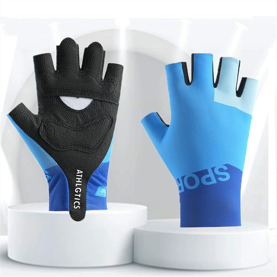 Color Block Half Finger Cycling Gloves, Anti-Slip Breathable Gloves for Outdoor Sports