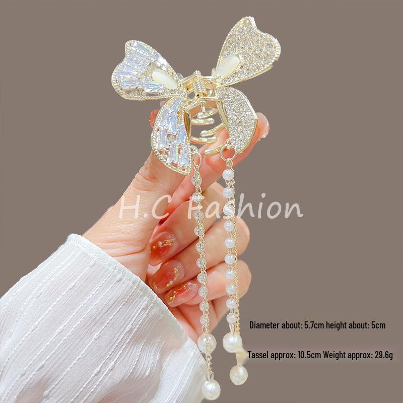 Elegante Schmetterlingsquaste Haarspange – Chinesischer Stil Halb-Pferdeschwanz Klauenclip für Damen