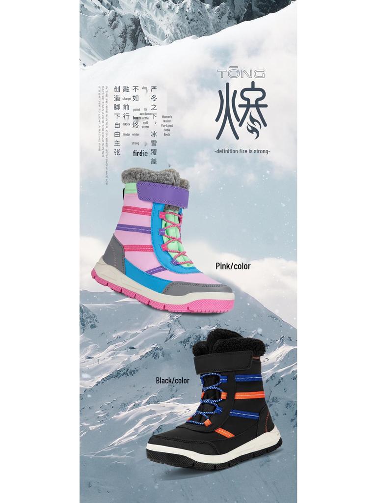 2025 Neuer Stil Kinder Winter Schneestiefel, Verdickt & Kältebeständig, mit Warmem Baumwollfutter & Einfachem Klettverschluss.