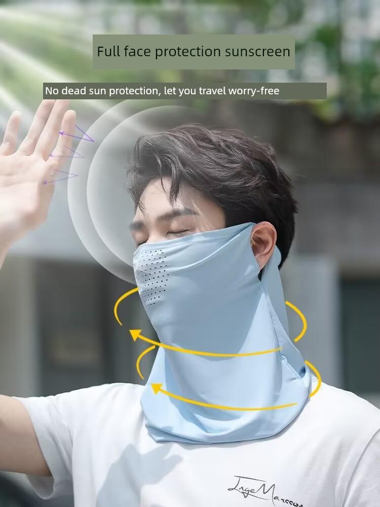 Sun Mask Men's Thin Ice Silk Scarf Summer Sports Headscarf Outdoor Fishing Face Towel Neck Guard Bandana Face Mask