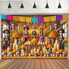 Vibrant Day of the Dead Altar Scene Wall Tapestry Festive Skull - Themed Wall Decoration Gothic Tapestry Room Decoration Items