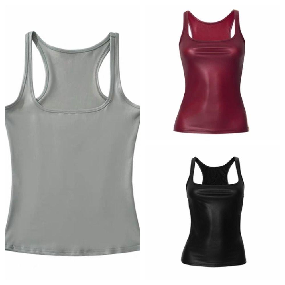 Sweet Girl's Vest Top Bottoming Shirt Glossy Sensation Camisole Chic Jeongyeon Slim Crop Top  Lady