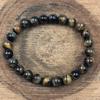 8mm Natural Black Tiger Eye Gemstone Round Beads Bracelet 7.5" Handmade Good-Luck Stretch Bracelet RBB-51