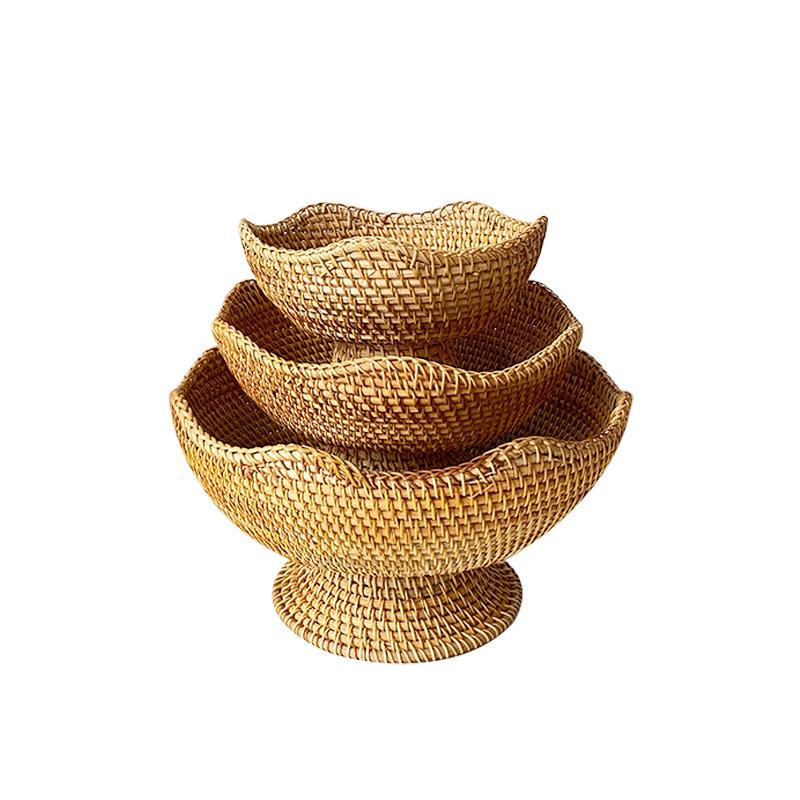 Handcrafted Nordic Autumn Rattan Fruit Bowl - American Style Living Room Decor