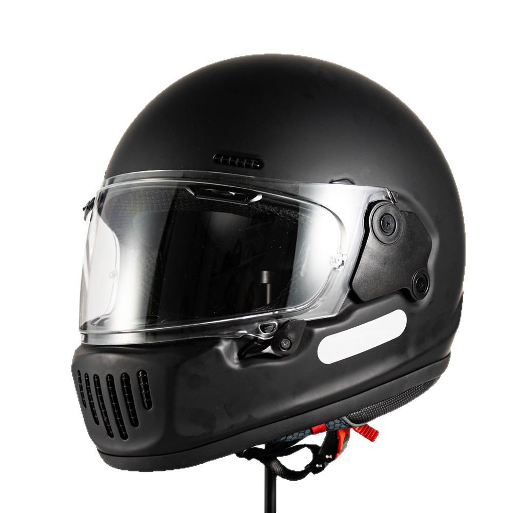 Retro Full Face Motorcycle Helmet with Fiberglass Lens and Ventilation for All-Season Use