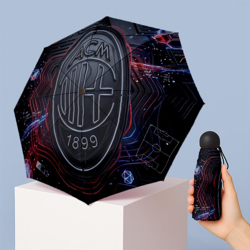 AC Milan Pattern Printed Mini 5 Folds 8 Ribs Compact Umbrella Windproof Waterproof Lightweight Portable Folding