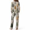 Women's Casual Pajama Set with Round Neck Long Sleeve and Wide Leg Pants for Sleep