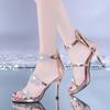 Scarpe con Tacco Alto da Donna Eleganti Glitter Scintillanti Modello Stella Cuore Scarpe con Tacco da Donna Scarpe da Festa Sandali con Tacco Alto da Donna