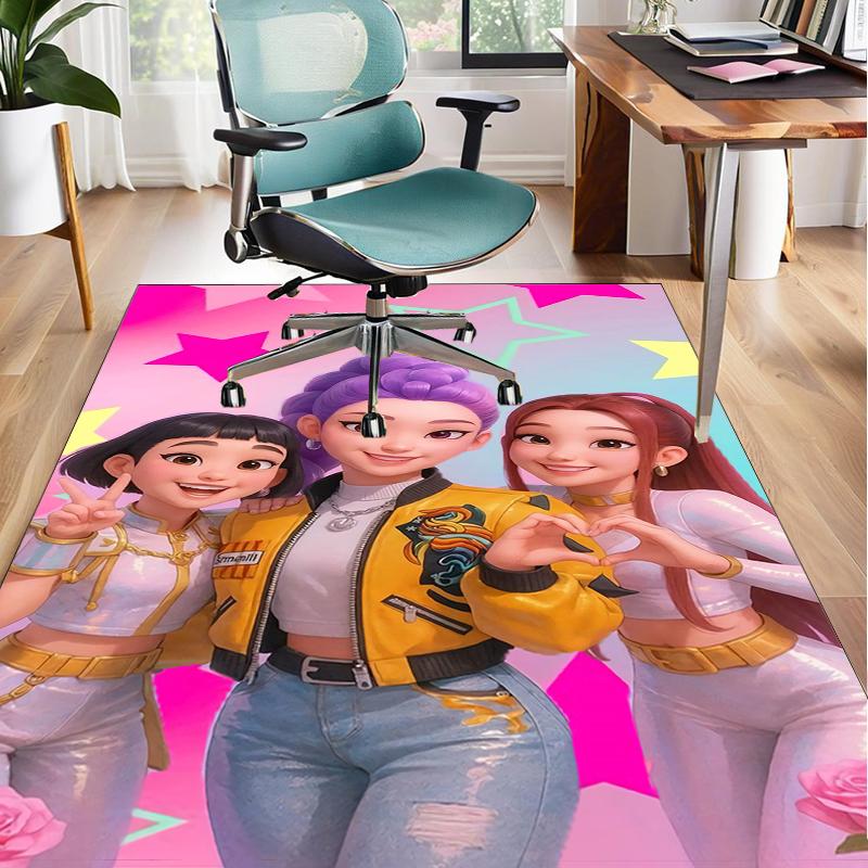 Superhero kpop Friends Adventure Office Rug Chair Mat, Game Carpet, Suitable for Front Door, Bedroom, Living Room, Desk, Holiday Gift