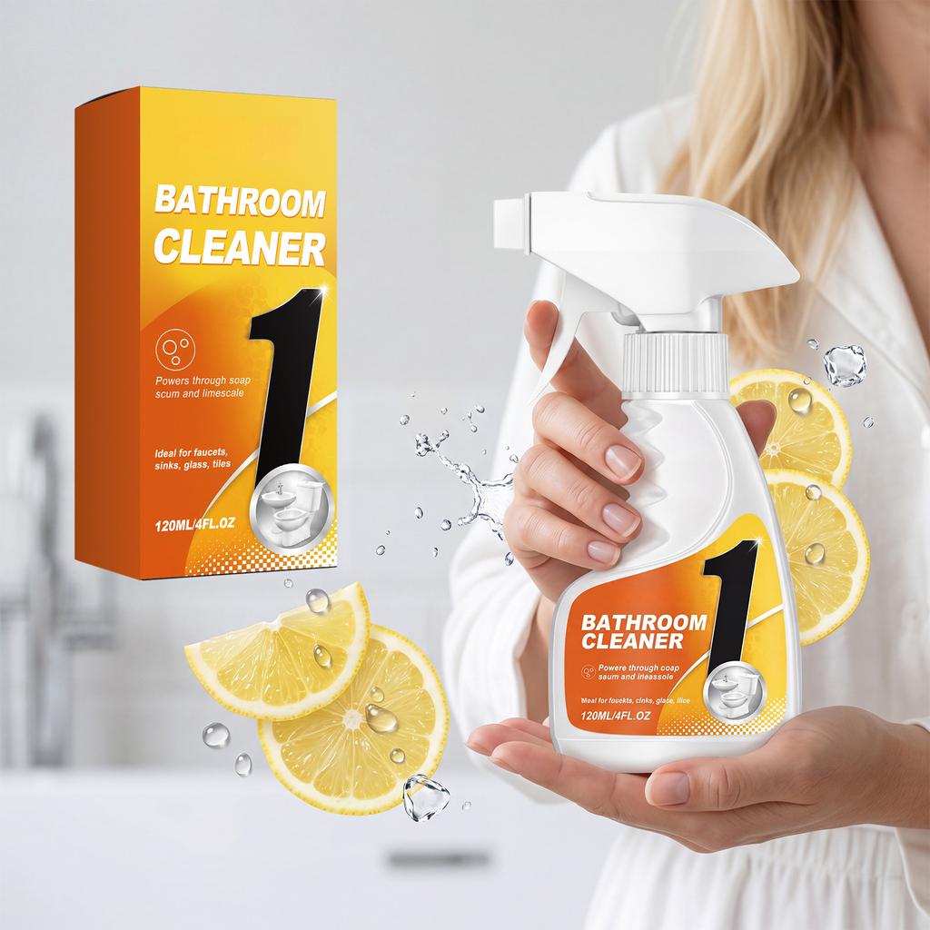 Bathroom Cleaner 120ml Spray Bottle Suitable for Faucets Sink Glass Tiles Removes Soap Scum and Hard Water Stains