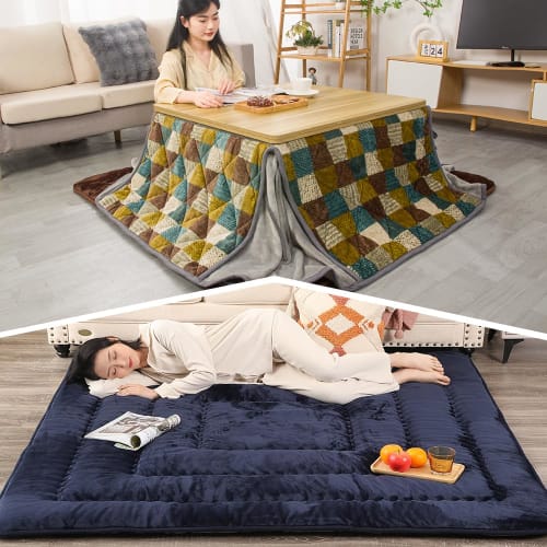 Peto-Raifu Kotatsu Mat, Kotatsu Underlay, Extra Thick Rug with Heat-Storing Filling, Moisture-Absorbing and Heat-Generating, Rectangular, Extra Thick,