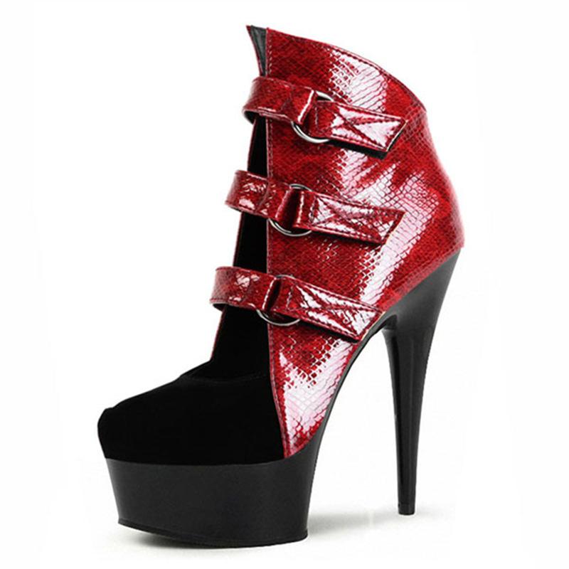 Fashion trend 15cm waterproof table style front buckle low boots shoes