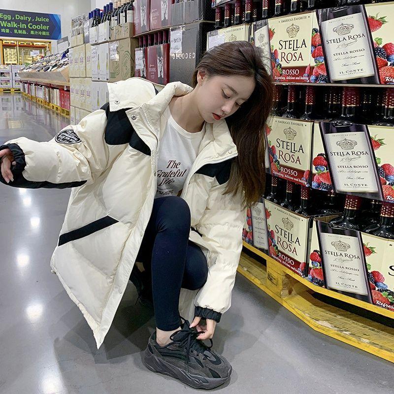 Nueva llegada abrigo de algodón de longitud media grueso suelto de invierno para mujer con chaqueta de algodón con capucha