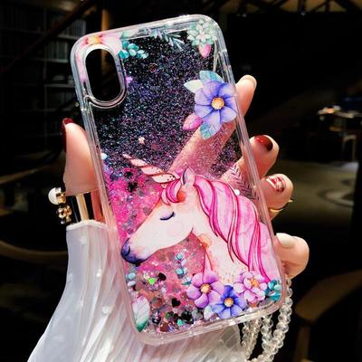 Vivo Jednorožec Tekutý písek Silikonové pouzdro pro X30Pro, X23, Y97, Y93S, S1 se šňůrkou - Měkký a trendy kryt