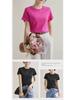 Ice-Feel Slim Fit Cotton Round Neck T-Shirt, Solid Color, Short-Sleeve, Women's 2025 Spring/Summer Collection