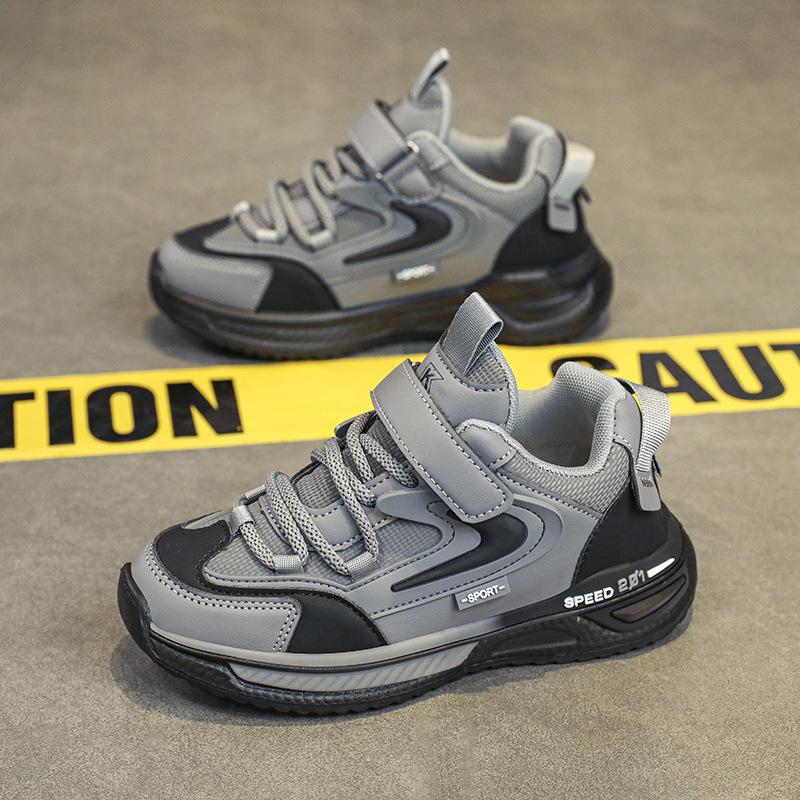 Boys Shoes Spring and Autumn Leather Surface 2025 New Breathable Sports Shoes Children's Popular Dad Shoes Middle and Older Children's Running Shoes