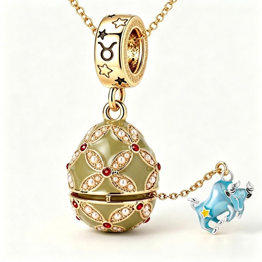 Hollow Locket Russian Egg Necklace New Chinese Style Openable Egg Pendant Women