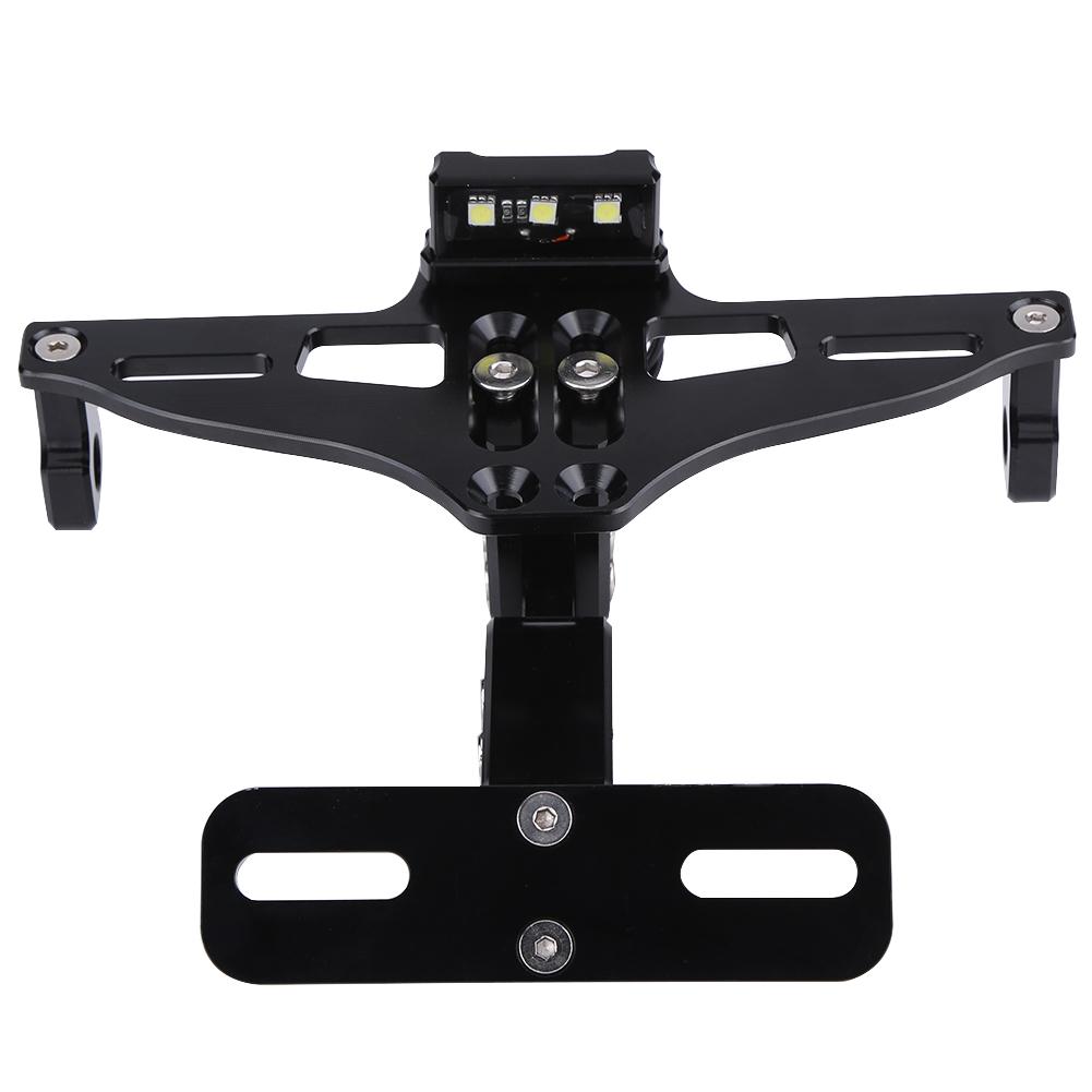 Motorcycle Adjustable Aluminum License Number Plate Frame Holder Bracket with Light