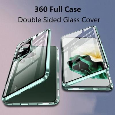Dla Huawei P60 P50 40 Pro adsorpcja magnetyczna dwustronna szklana obudowa Honor 50 70 80 Mate 60 50 40 Pro ochrona obiektywu metalowa obudowa
