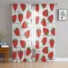 Summer Fruit Strawberry Flower Sheer Curtains for Living Room Space Decoration Window Curtains Cooking Space Tulle Voile Organza Curtains