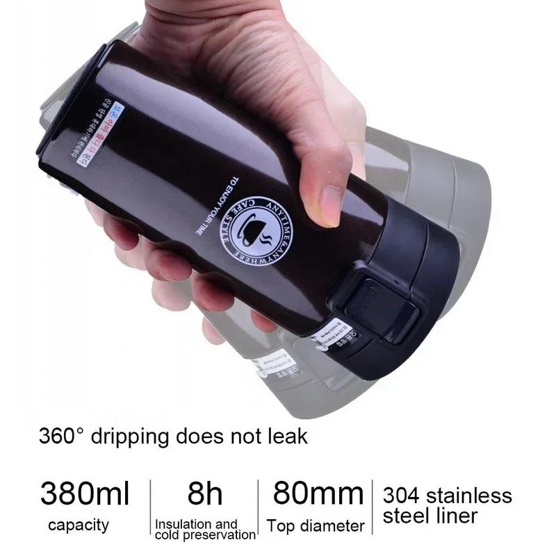 Stainless Steel Travel Thermal Mug Leak-Proof Thermos Bottle Vacuum Flask Insulated Cups One Button Open