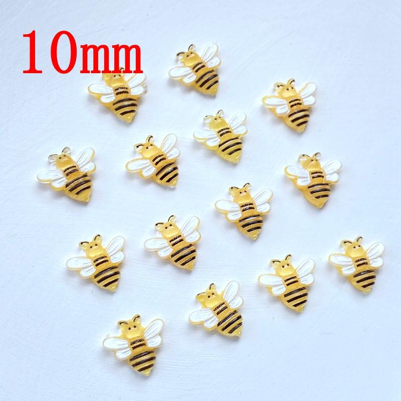 40Pcs New Cute 10mm Resin Mini Little Bee Flat Back Cabochon Scrapbook Kawaii DIY Embellishments Accessories