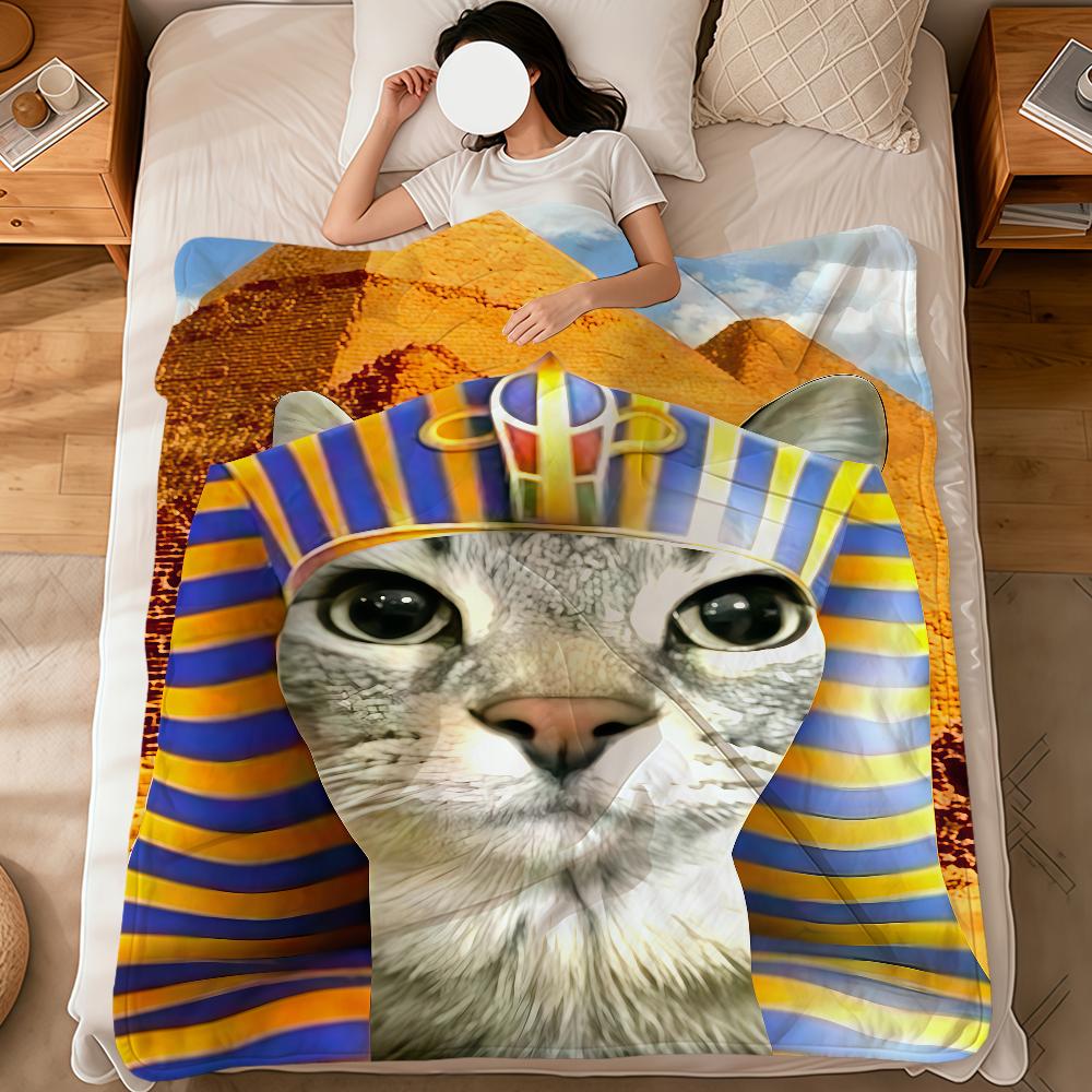 Kawaii Abstrakt lustig Sigma Meme Ägypten Katze Flanell weich warm Plüschdecke Sofa Wohnzimmer Haustier hogar Bett Geschenk Zuhause Auto tragbar
