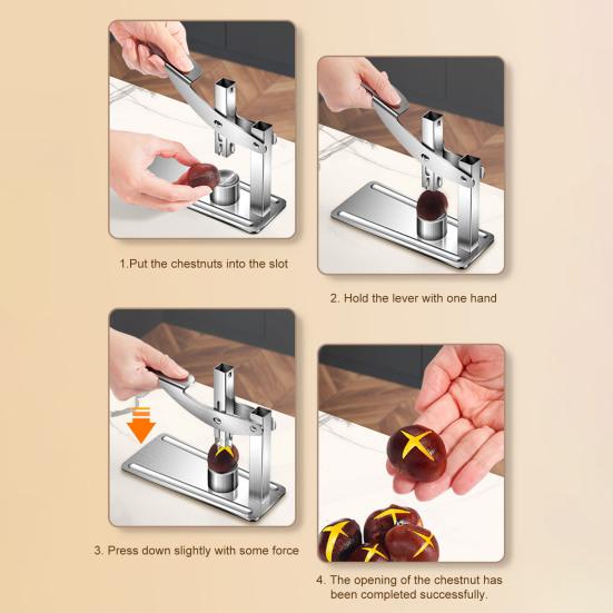 Stainless Steel Chestnut Opener Nutcracker Clip for Chestnuts Pecans Walnuts Multifunction Nut Cutter Plier with Sharp Serrated Blade Kitchen Tool