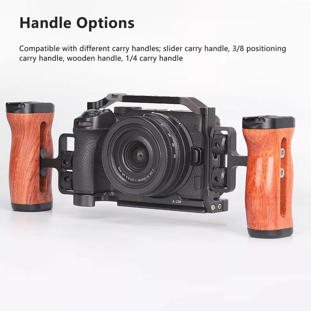 Asixxsix Z30 Camera Cage Aluminum Alloy Video Rig with Arca Port 1/4 3/8 Mounting Holes Hollow Design for Nikon Vlog Filmmaking